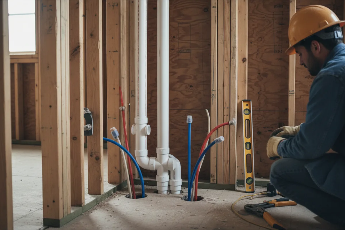 Drain and supply rough-in during Drain Cleaning in Huger